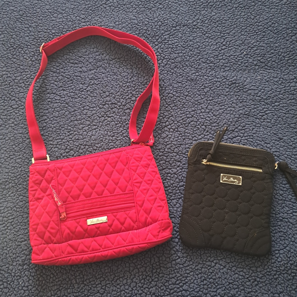 Vera Bradley Red and Black Quilted Crossbody Bag Set